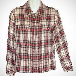 Vintage~Women’s~EXPRESS~Red Plaid Zip Up Jacket /Shacket~ Size XS~EUC~SKU047